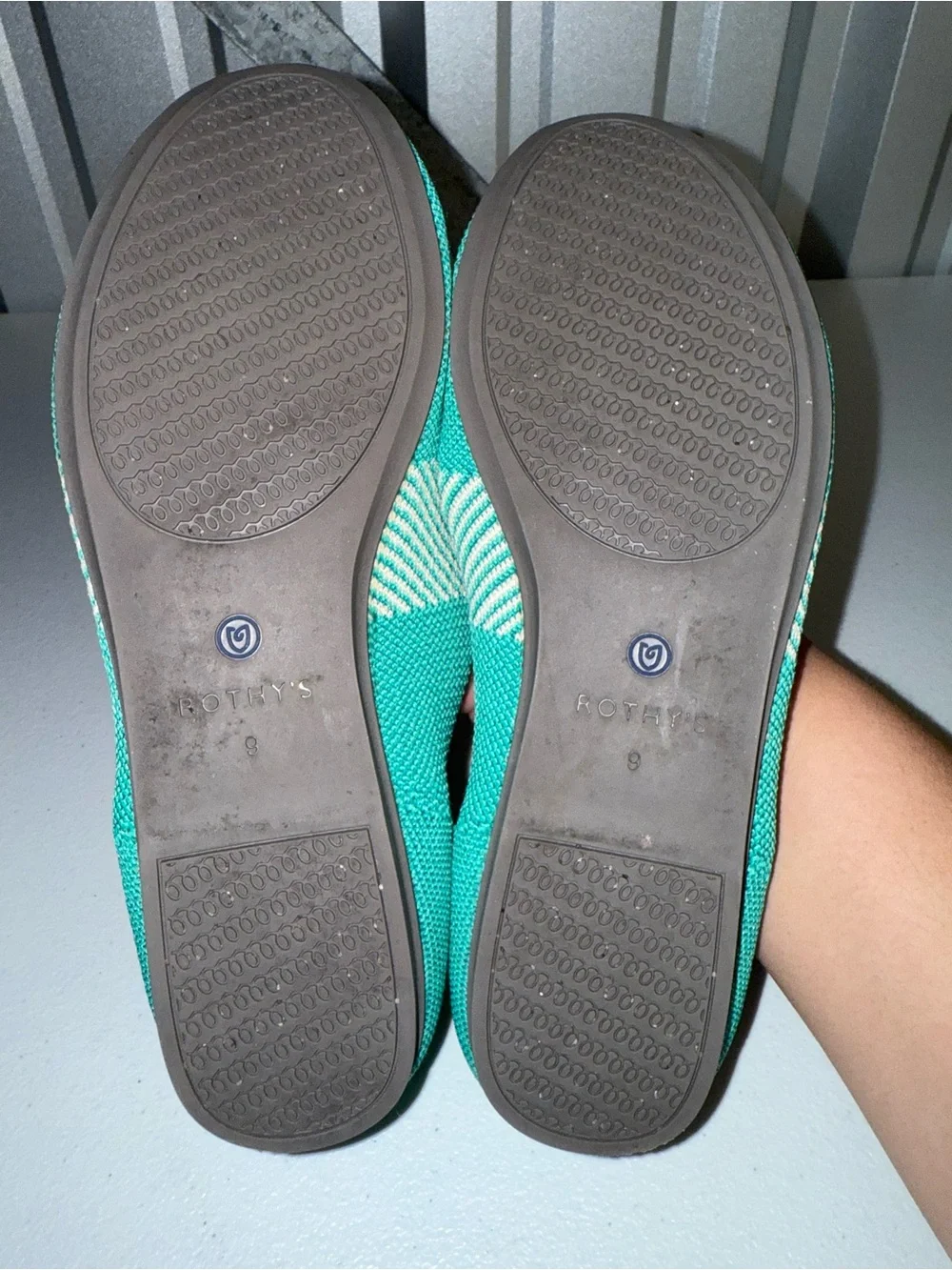 Rothy's Rothys Calypso Teal Round Toe Slip On Ballet Flats women's size 9